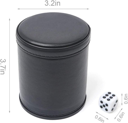 Felt Lined Professional Dice Cup with 6 Dices, Quiet for Yahtzee Game