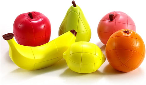 Speed Cube Set of 6 Pack, Simulation Fruit Magic Cube Set, Educational Puzzle Toys Gift for Kids