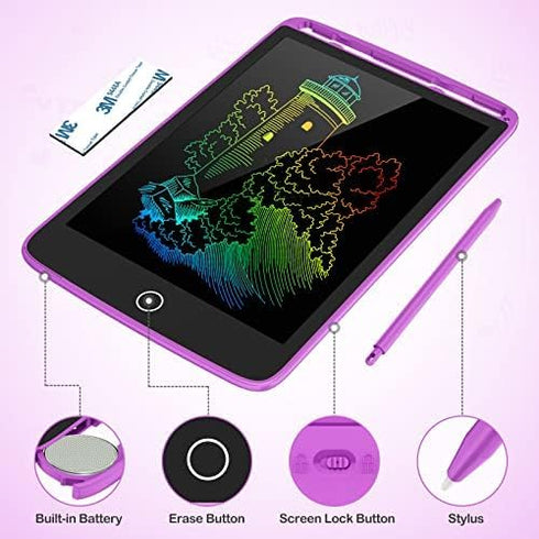 2 Pack LCD Writing Tablet, Colorful Screen Doodle Board 8.5 Inch for Kids, Learning Toys Birthday Gifts for 3-6 Year