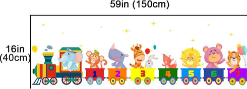 Cute Animal Train Wall Decals for Kids' Rooms - Perfect for Nurseries and Playrooms