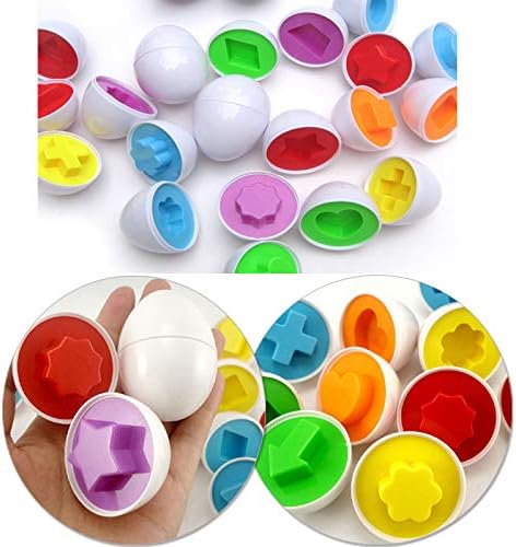 Prextex Easter Eggs Educational Puzzle in a Basket (12 Eggs) - Baby Easter Basket Toddler Toy Gifts