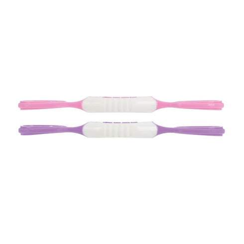 Nuby Dip & Scoop Spoons - 2-Pack Baby Led Weaning Spoons for Babies 6+ Months (Purple and Pink)