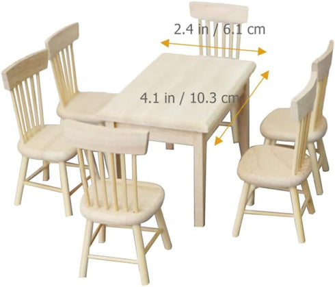 Toddmomy 1 Set Doll Furniture Miniature Furniture Decorative 1/12 Scale Miniature Table Chair Set for Dollhouse Kitchen Food Decoration Accessories ( As Shown B)