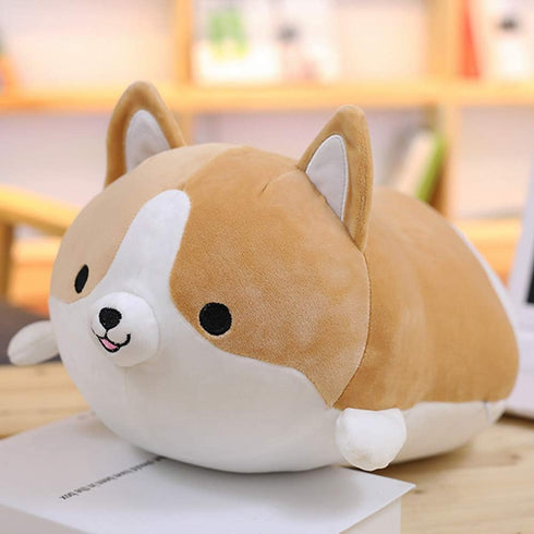 Corgi Dog Plush Pillow, Soft Shiba Inu Stuffed Animal Toys for Bed, Valentine, Kids Birthday, Christmas (Brown, 11.8