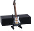 Dselvgvu Wooden Miniature Electric Guitar with Stand, Black Model for Dollhouse Decoration, 3.92"x1.24"x0.37"