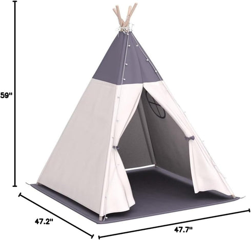 besrey Teepee Tent for Kids with Light & Mat, Toddler Tents Indoor Play Tent Playhouse, Toddler Tipi Cotton, tee Pee