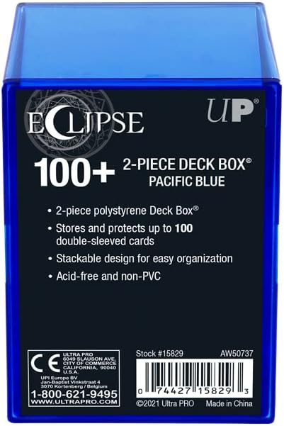 Ultra Pro Eclipse 2-Piece Deck Box - Pacific Blue for Pokemon, MTG, Baseball, Basketball, Football Storage