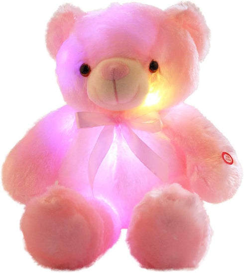LED Teddy Bears Stuffed Animals - Cute Glow Bear Plush Toys, Colorful Luminous Light Up Doll Gifts (Pink, 18 inch)