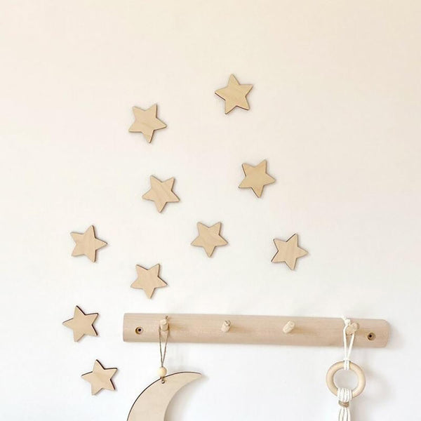 QENWWENG 10 Pieces Boho Nursery Star Wall Decor,Wooden Baby Room Star Wall Decor,Wooden