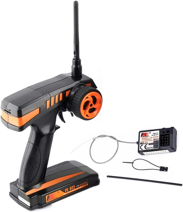 GoolRC FS-GT2 RC Transmitter with FS-GR3E Receiver, 2.4GHz, 2 Channels Radio Controller