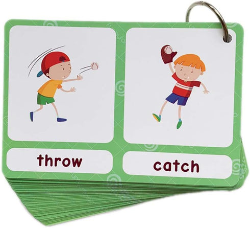 Zwttey 100 Groups English Antonyms Flashcards, Building Vocabulary Pocket Cards, Educational Learning Toys,