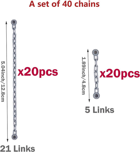 20pcs 21 20pcs 5-Link Sets Chain Link Rope Accessories Pieces - Link and Chain Bricks Bulk Parts Building Block Dark