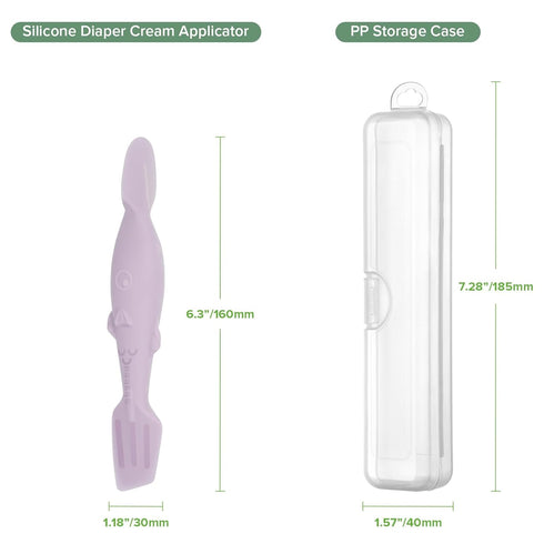haakaa Baby Diaper Cream Spatula, NoMess Dual-Ended Silicone Diaper Rash Cream Applicator with Hygienic Case, Butt