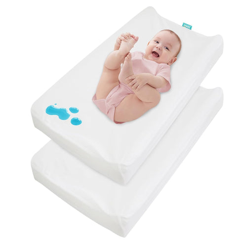 Changing Pad Cover Waterproof, 2 Pack Diaper Change Table Sheets for Baby Boys Girls, Fitted Cradle Sheets (32"x16")