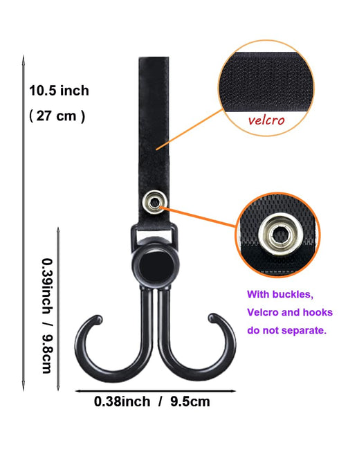 DEIHAALEN 4 Pack Double Stroller Hooks, Car Seat Hook, Adjustable Hook, Stroller Hanger Hook, Stroller Organizer Hook