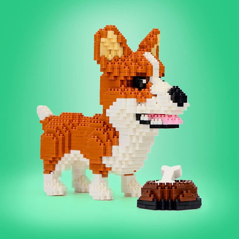 Ulanlan Adult Building Sets, Corgi Micro Bricks Dog Toy, 1380 Pieces for Dog Lovers