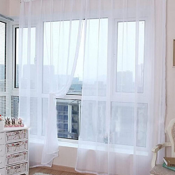 Iuokuby White Sheer Curtains Home Window Decoration Rod Pocket for Living Kids Childern