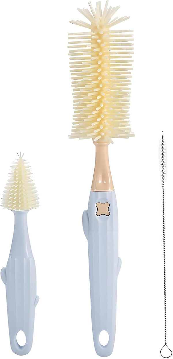 Baby Bottle Brush Kit,3-in-1 Water Bottle Brush for Bottles/Nipple/Cups & Narrow Straws,