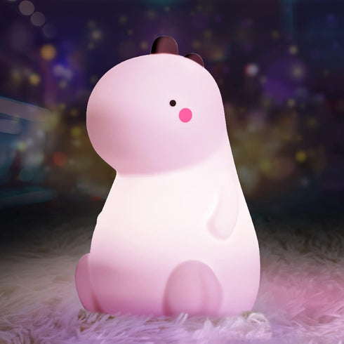VSATEN Color Changing Dinosaur Night Light for Kids, USB Rechargeable LED Nursery Lamp with Touch Sensor