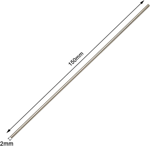 EUDAX 100Pcs 2mm Dia. STEM Toys Round Rod Axles for DIY Toy RC Car Boat Helicopter Model Part (2mmx150mm)