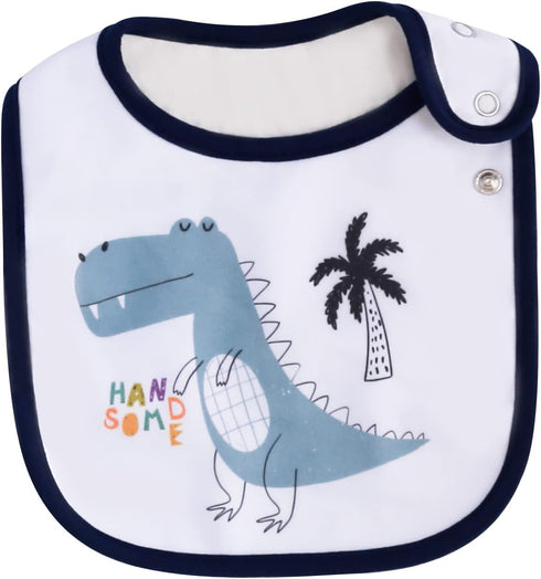 Maiwa 6 Pack Waterproof Cotton Baby Bibs for Girls and Boys for Drooling and Eating with Snaps