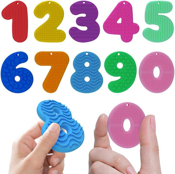 10PCS Sensory Toys & Number Learning - Soft Silicone 123 Stones with