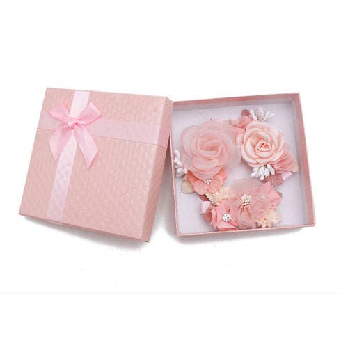 Flower Hair Clips Set for Baby Girl, Lightweight Floral Hair Bow Accessories, 3pcs for Toddler Gifts