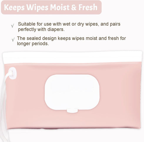 eoscasely 2 Pack Wipe Dispenser and Wipes Container, Reusable Wipes Holder and Travel Wipes Case, Refillable Pouch