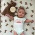 52 28 inches, Ali+Oli Teddy Bear Print Muslin Fitted Crib Sheet, Soft Breathable Cotton, x Cream and Brown