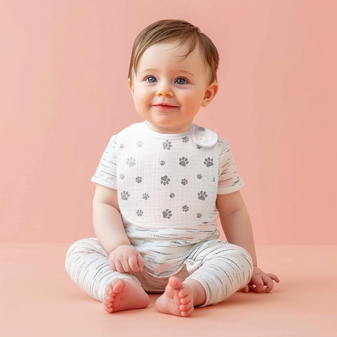 lazyrhino 6-Pack 100% Baby Unisex Muslin Bibs, Absorbent, Soft, and Cute for Baby Boys and Girls, Cotton