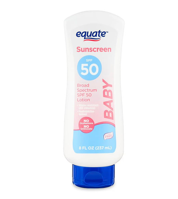 Generic Equate Baby Broad Spectrum Sunscreen Lotion, SPF 50, Water Resistant, Paraben Free,