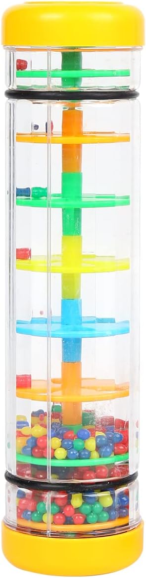 Rainmaker 8 inch Mini Rain Stick for Babies, Yellow Rattle Tube Shaker Music Sensory Toy