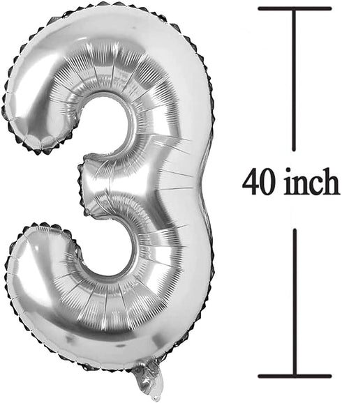 Big Giant Jumbo Silver Number 13 Foil Mylar Balloons - 40 Inch for Girl Boy 13th Birthday Party Supplies & 13