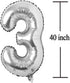 Big Giant Jumbo Silver Number 13 Foil Mylar Balloons - 40 Inch for Girl Boy 13th Birthday Party Supplies & 13