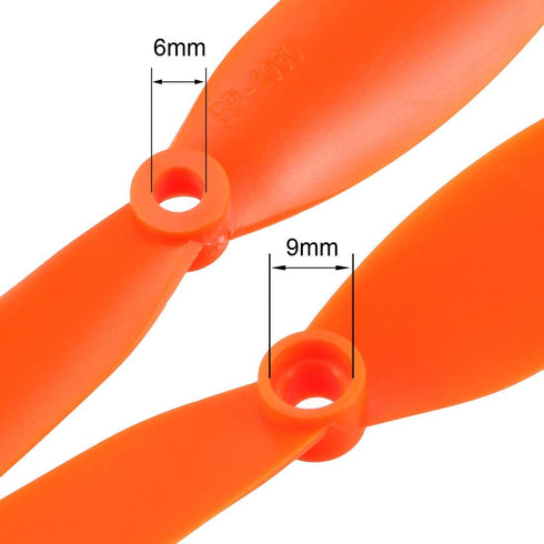 uxcell 10pcs RC Propellers CW 1060, 10x6 Inch Nylon Orange 2-Vane Fixed-Wing for Airplane Toy with Adapter Rings