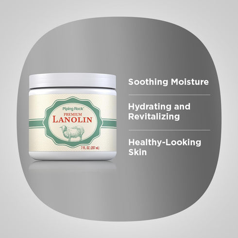 7 oz Piping Rock Lanolin Nipple Cream | fl | Moisturizing & Soothing Balm for Skin, Face, and Body | Non-GMO, Free