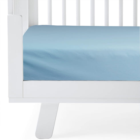 28x52 Baby Crib Fitted Sheet Poplin Cotton Standard Crib Sheet Toddler Mattress Sheet Cover Solid Blue Boy Bed Sheet