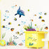 Ocean Wall Stickers for Under The Sea Theme, Cute Fish, Blue Dolphin, Seagrass Coral Mural for Nursery Kids Room