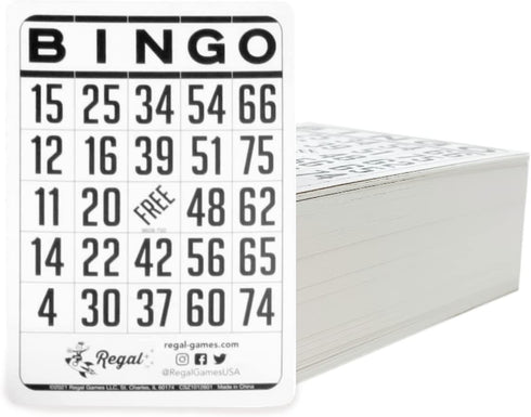 Regal Bingo - Classic Bingo Cards, 200 Count, 6.125” x 4.17” Cardstock, White