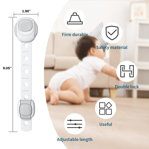 Child Proof Refrigerator Lock Pack, 6 Cabinet Locks Baby Proofing Straps for Kids Safety with 3M Adhesive