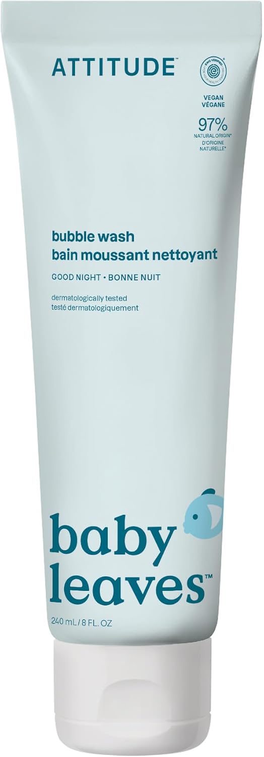 ATTITUDE Bubble Body Wash for Baby, EWG Verified, Dermatologically Tested, Plant and