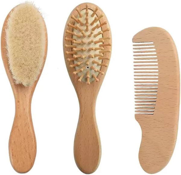 PandaEar Baby Hair Brush and Comb Set for Newborn| Natural Wooden Hairbrush