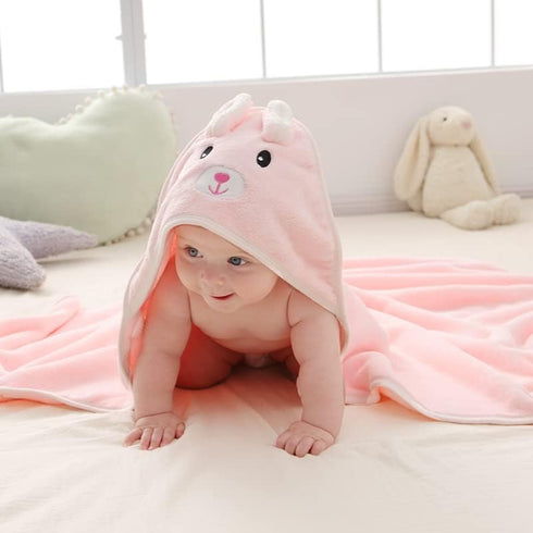 Hooded Baby Bath Towel, Ultra Soft and Absorbent for Newborn Boy and Girl, Pink Cat 31.5" x 31.5"