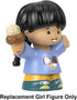 Fisher-Price Replacement Part Little-People Playset - HHR46 ~ Girl with Black Hair with Braids Carrying Ice Cream Cone, Black, Brown, Blue