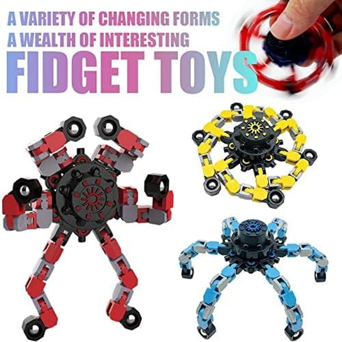 20PCS Transformable Fingertip Gyro Toy - Deformation Chain Robot Deformed Mechanical Spiral Twister for Kids Party