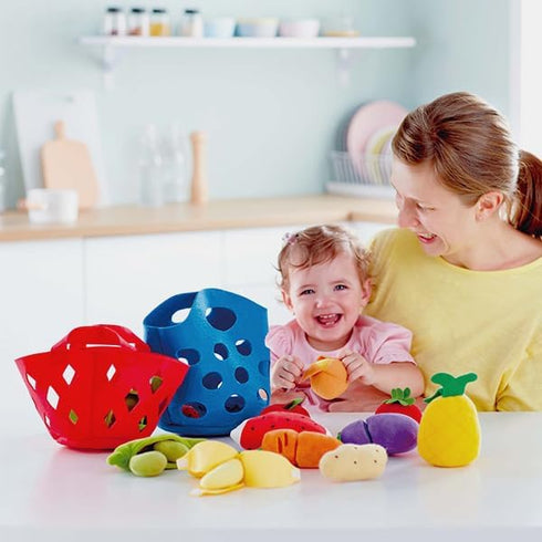 Hape Toddler Fruit Basket | Soft Pretend Food Playset for Kids Includes Banana, Apple, Pineapple, Orange and More