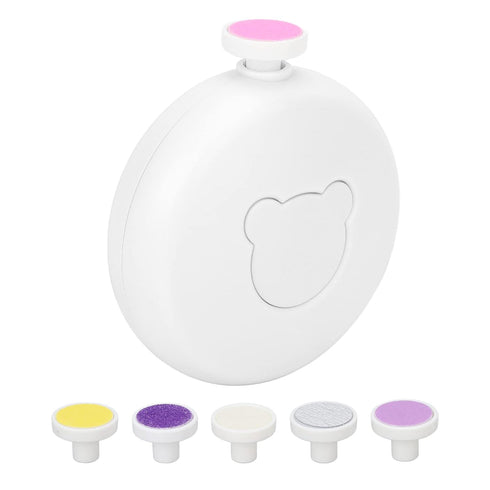 Trimmer Set 6 Electric Baby Nail Nail File Kit with Grinding Heads for Infant (White)