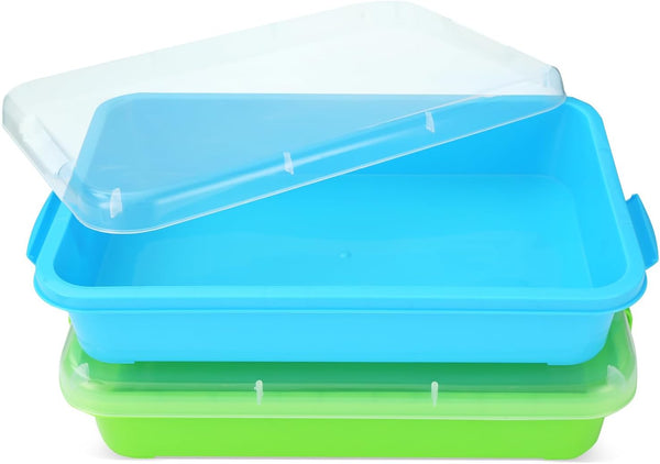 Sensory Bin Sand Tray with Lid for Toddlers 2 Pcs 15in Portable