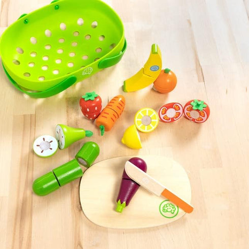 Playset 3+ Fat Brain Toys Pretendables Fruit & Veggie Basket - Pretend with Storage