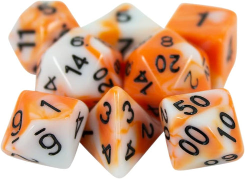 Orange and White DND Dice Set - 'Troll Slayer'